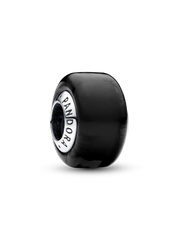 Black Mini Murano Glass Charm - Sterling silver