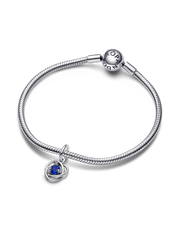 FINAL SALE - Blue Eternity Circle Dangle Charm - Sterling silver