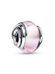 Encircled Pink Murano Glass Charm - Sterling silver