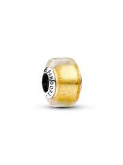 FINAL SALE - Golden Mini Murano Glass Charm - Sterling silver