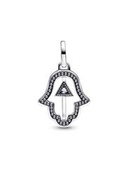 FINAL SALE - Hamsa Hand Medallion Charm - Sterling silver