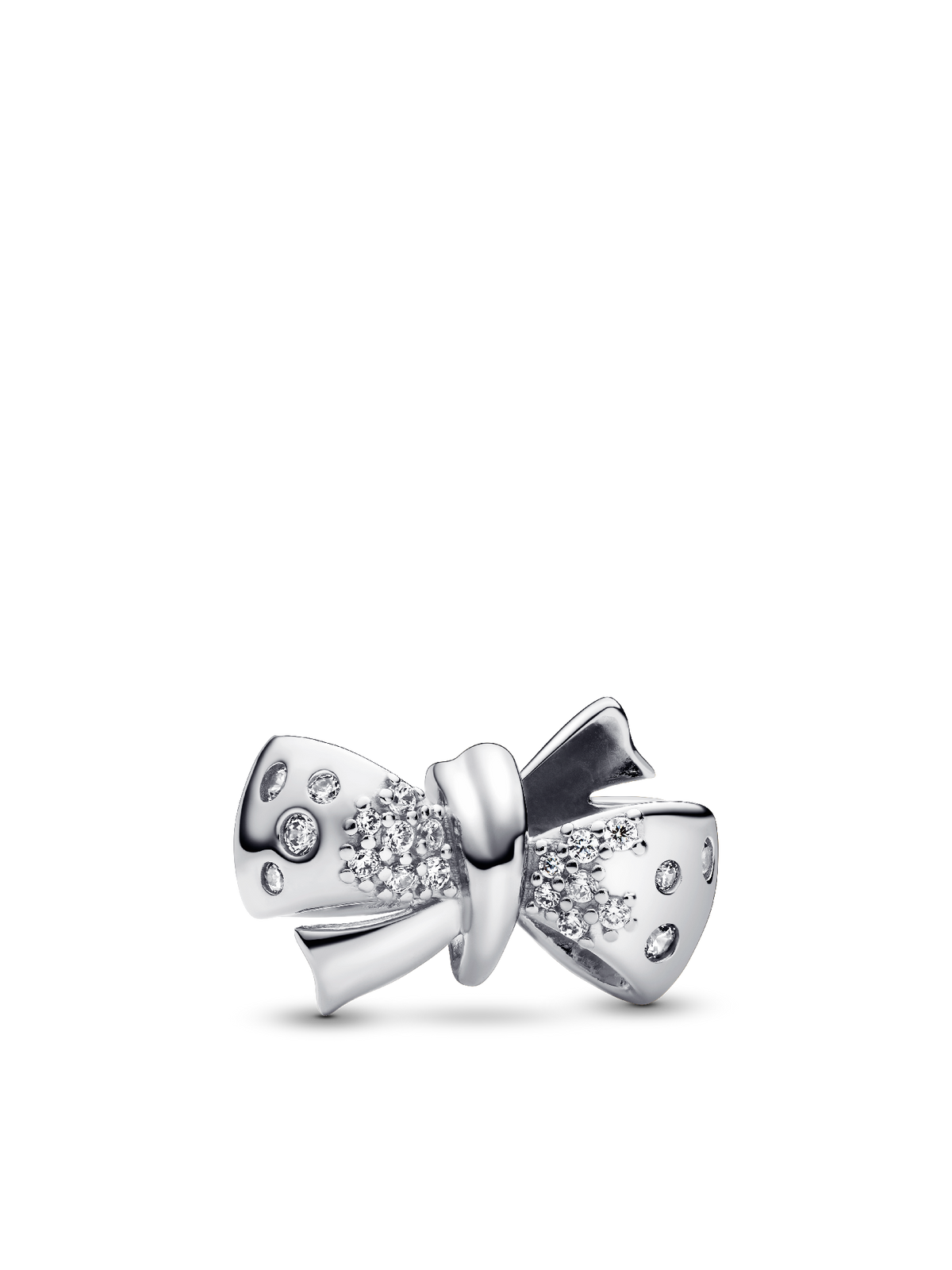 Sparkling Bow Charm - Sterling silver