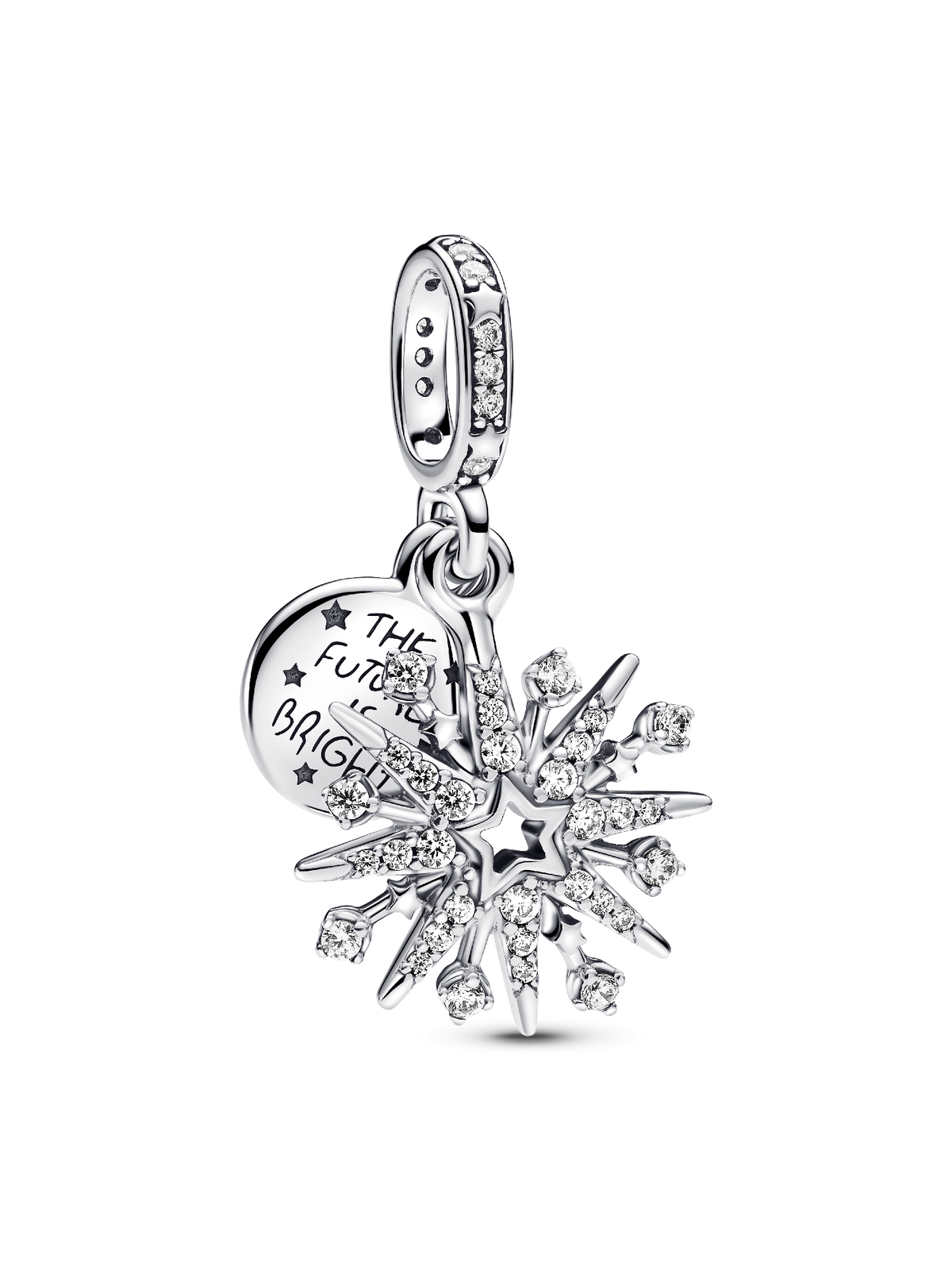 Sparkling Firework Double Dangle Charm - Sterling silver