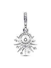 Sparkling Firework Double Dangle Charm - Sterling silver