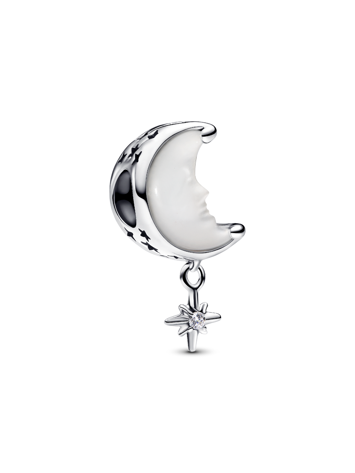 FINAL SALE - Moon & North Star Charm - Sterling silver