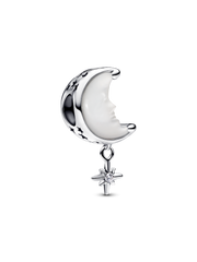 FINAL SALE - Moon & North Star Charm - Sterling silver