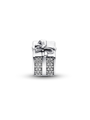 Sparkling Gift Box Charm - Sterling silver