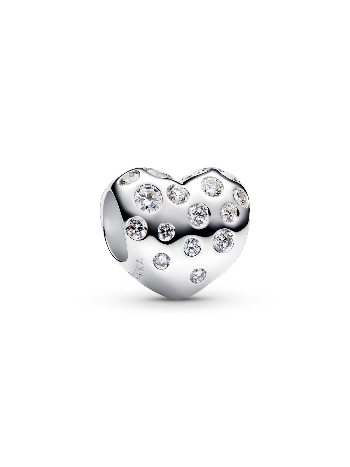 Pandora Sterling Silver Lab-grown Diamond Heart Charm - 0.53 ct TW, Sterling silver