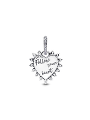 Spinnable Arrow Heart Dangle Charm - Sterling silver