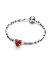 Rose Heart Charm - Sterling silver