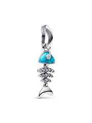 Turquoise-colored Fishbone Dangle Charm - Sterling silver