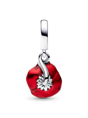 Red Flower Dangle Charm - Sterling silver