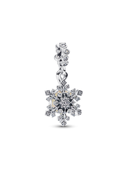 Opalescent Snowflake Double Dangle Charm - Sterling silver
