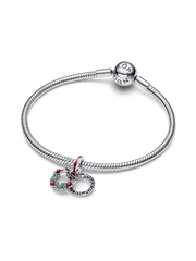 Holiday Wreath Double Dangle Charm - Sterling silver