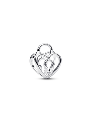 Openwork Heart Padlock Charm - Sterling silver