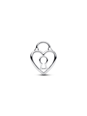Openwork Heart Padlock Charm - Sterling silver