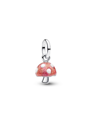 Glow-in-the-dark Mushroom Dangle Charm - Sterling silver