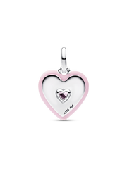Radiating Pink Heart Medallion Charm - Sterling silver