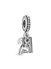 21st Celebration Dangle Charm - Sterling silver