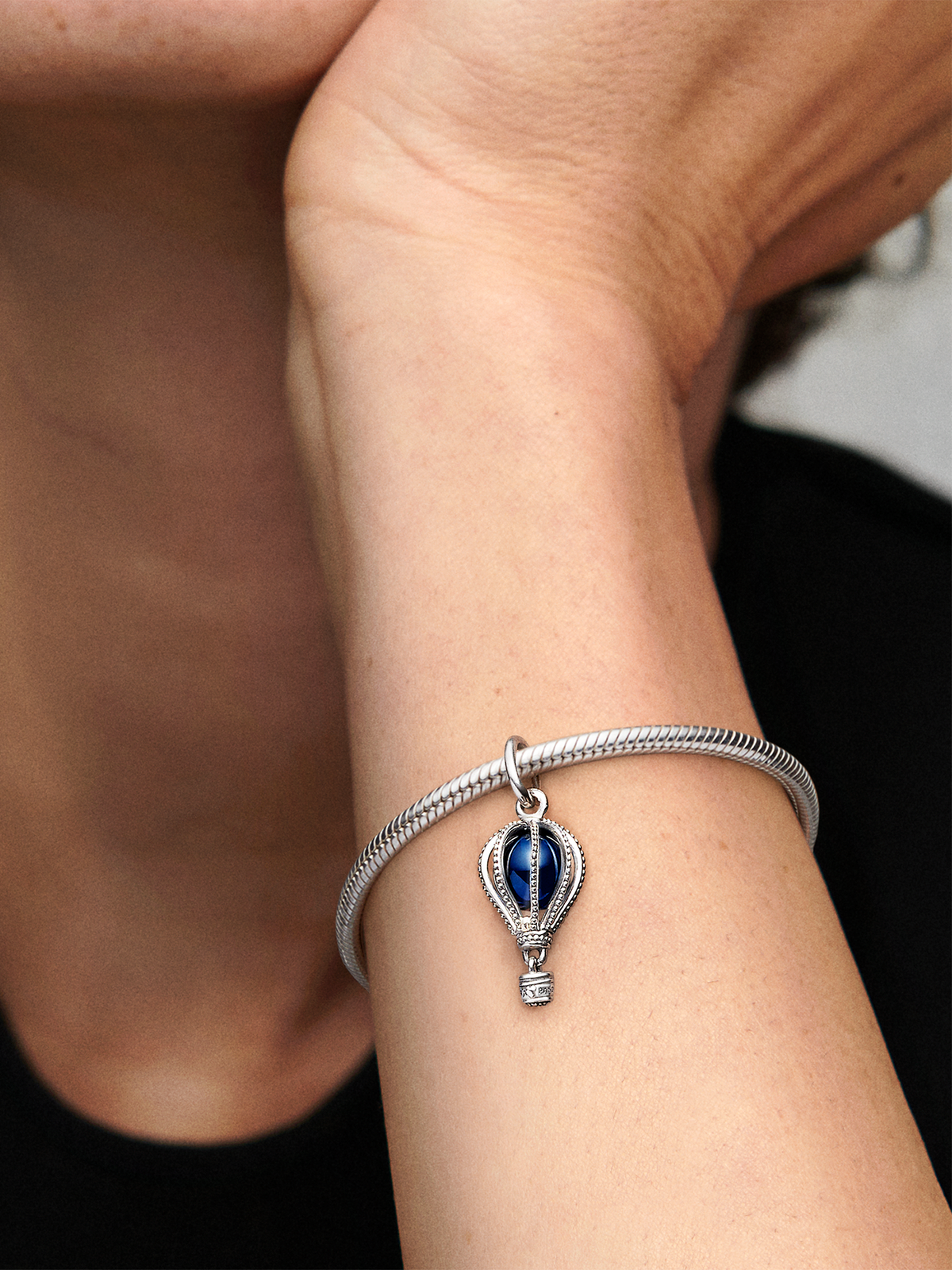 FINAL SALE - Blue Hot Air Balloon Travel Charm - Sterling silver