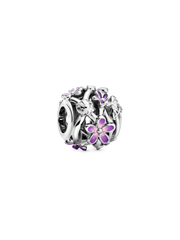 Openwork Purple Daisy Charm - Sterling silver