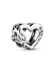 Love You Mom Infinity Heart Charm - Sterling silver