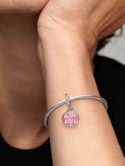 Pink Birthday Cake Dangle Charm - Sterling silver