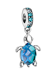 Murano Glass Sea Turtle Dangle Charm - Sterling silver