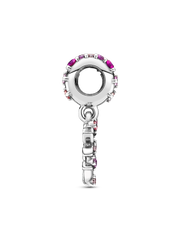 Pink Heart Family Tree Dangle Charm - Sterling silver