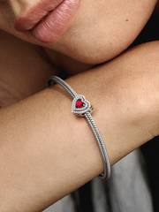 Sparkling Levelled Heart Charm - Sterling silver