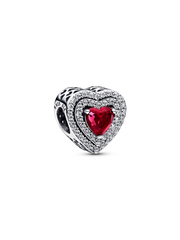 Sparkling Red Heart Dangle Charm Trio