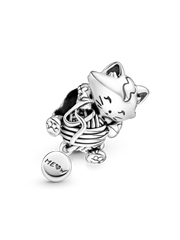 Kitten & Yarn Ball Charm - Sterling silver