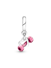 Dumbbell & Heart Dangle Charm - Sterling silver