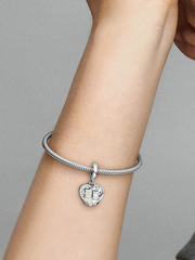 Cats & Hearts Dangle Charm - Sterling silver