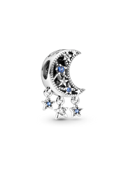 Star & Crescent Moon Charm - Sterling silver
