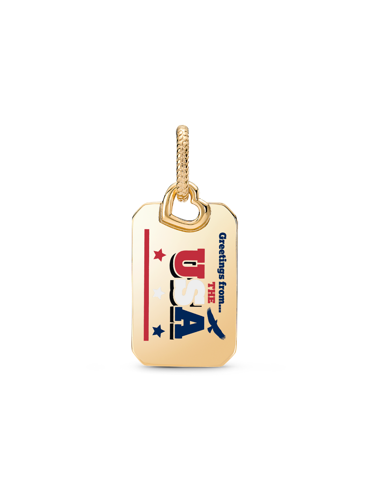 USA Postcard Dangle Charm - 14k gold plating