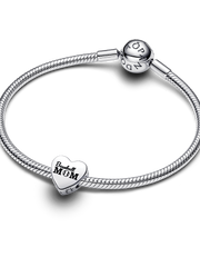 Baseball Mom Heart Charm - Sterling silver