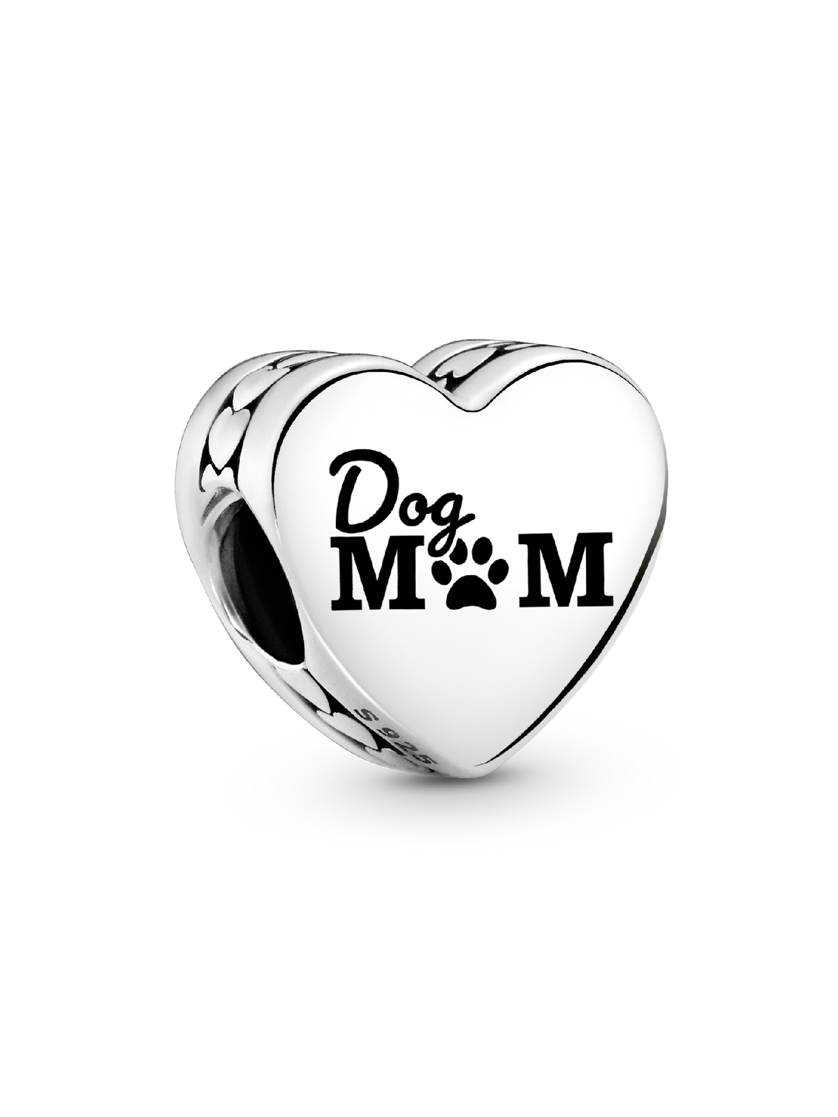 Dog Mom Heart Charm - Sterling silver