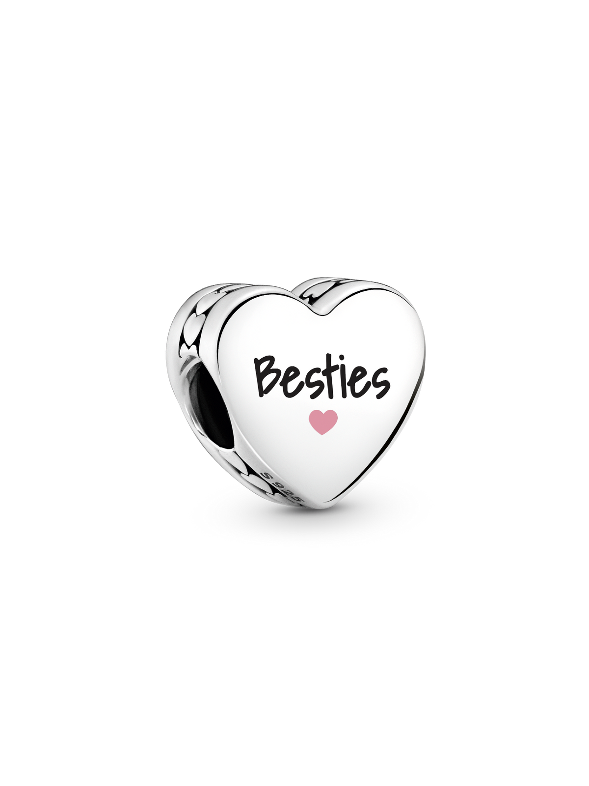 Besties Heart Charm - Sterling silver