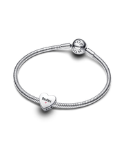 Besties Heart Charm - Sterling silver