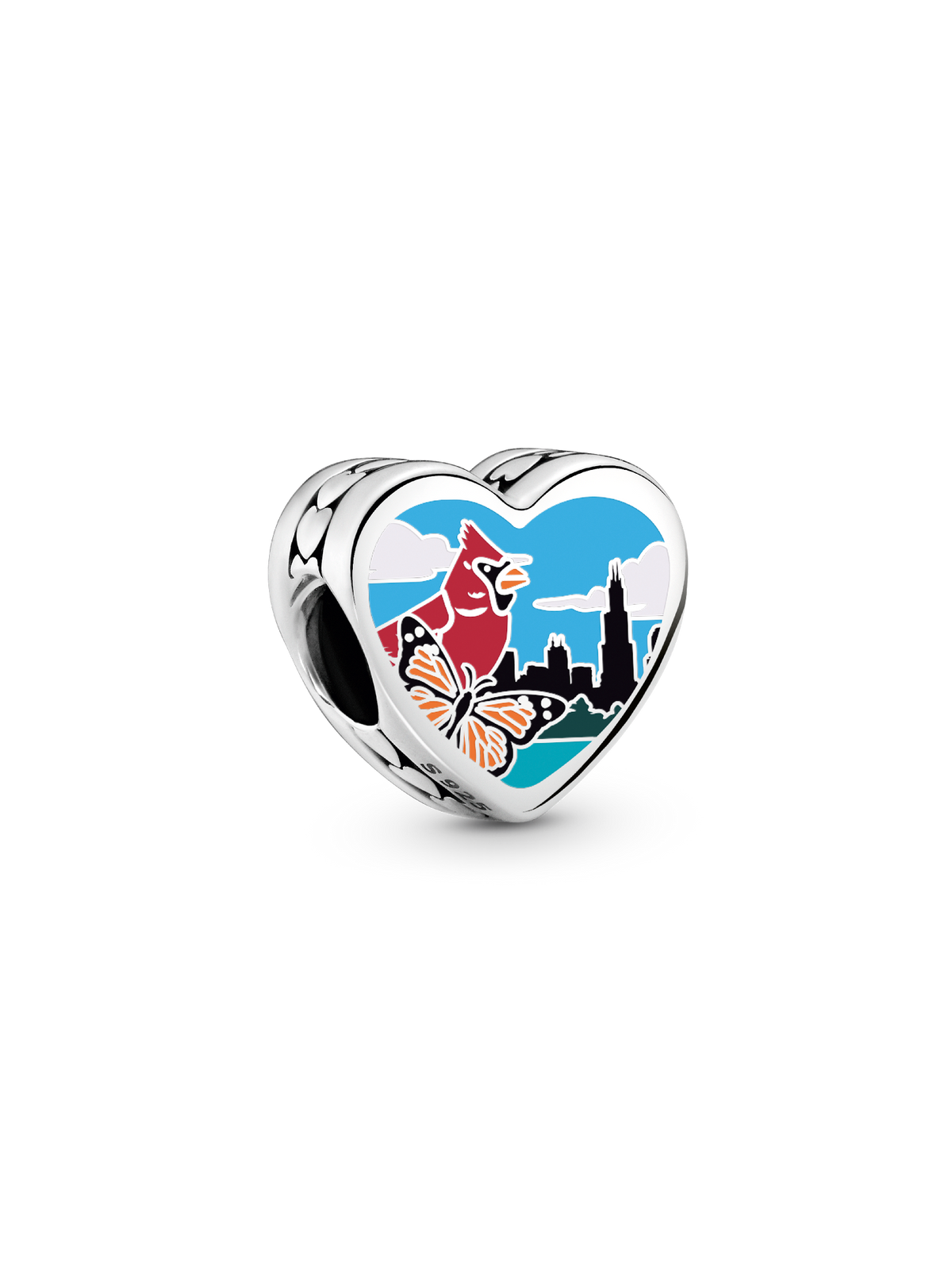 Illinois Heart Charm - Sterling silver
