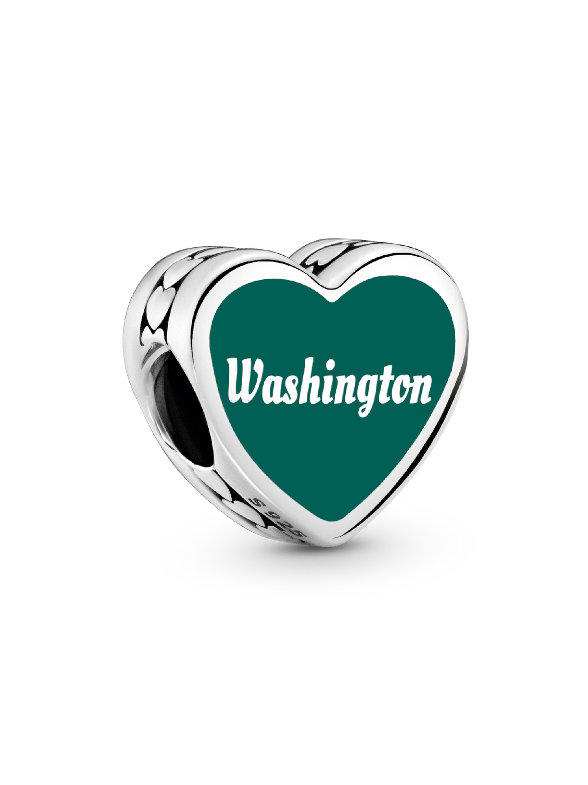 Washington State Scene Heart Charm - Sterling silver