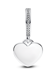 Day of the Dead Sugar Skull Heart Dangle Charm - Sterling silver