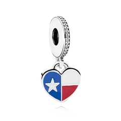 Texas Flag Heart Dangle Charm