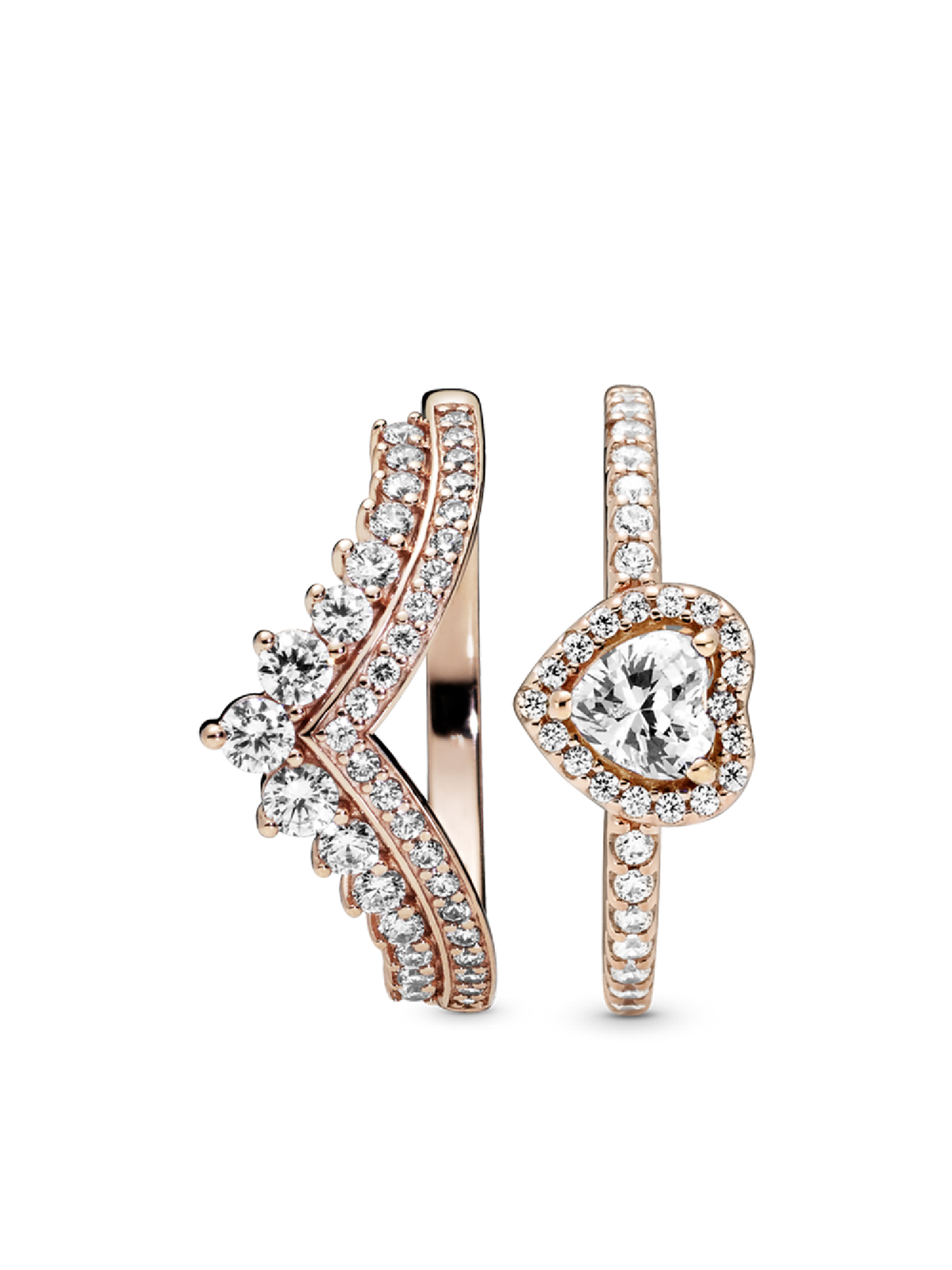 Heart of Rose Princess Wishbone Stacking Ring Set