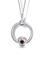 January Birthstone Eternity Circle O Pendant Set