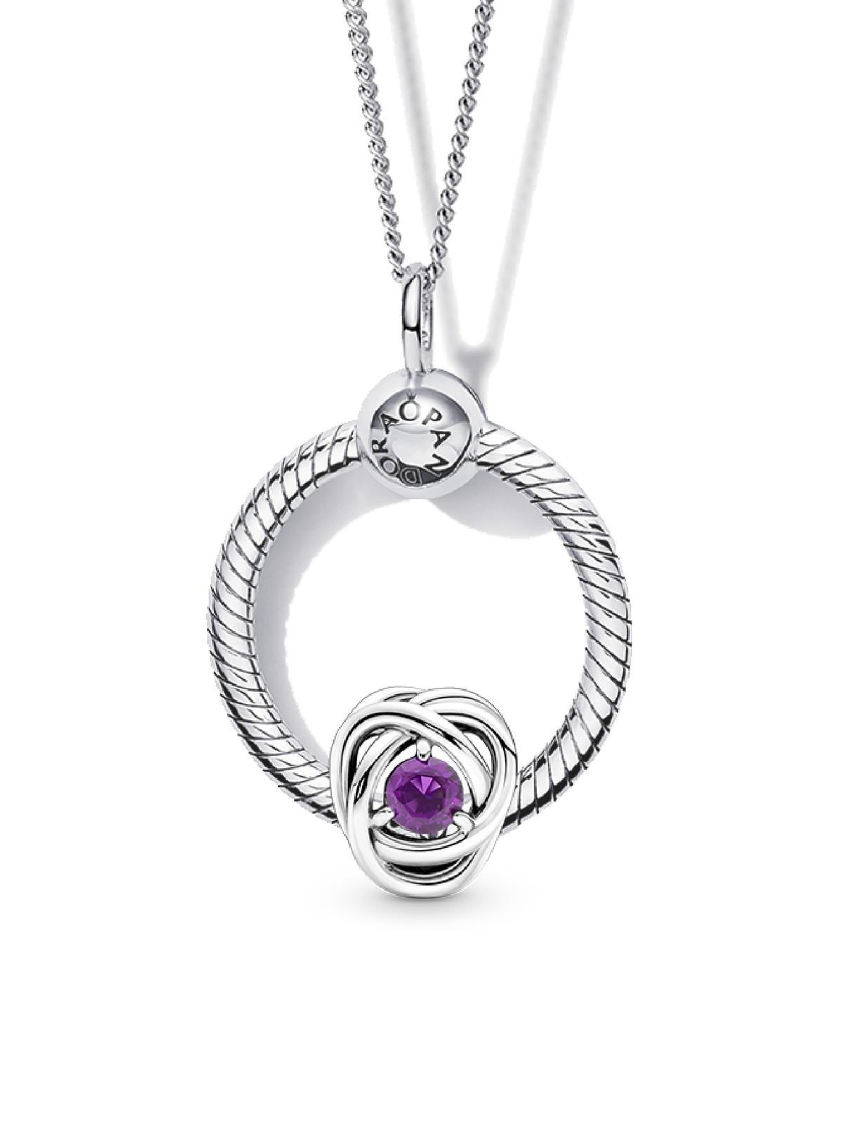 February Birthstone Eternity Circle O Pendant Set