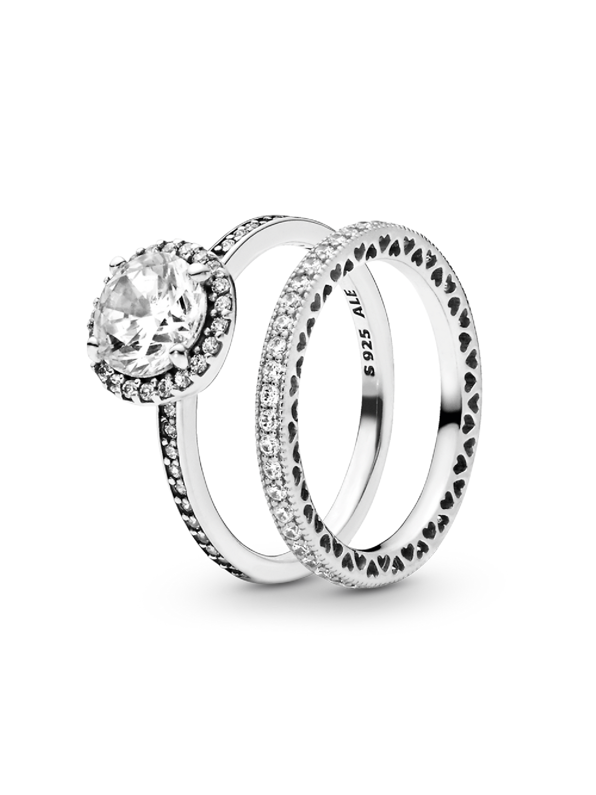 True Elegance Round Halo Ring Set