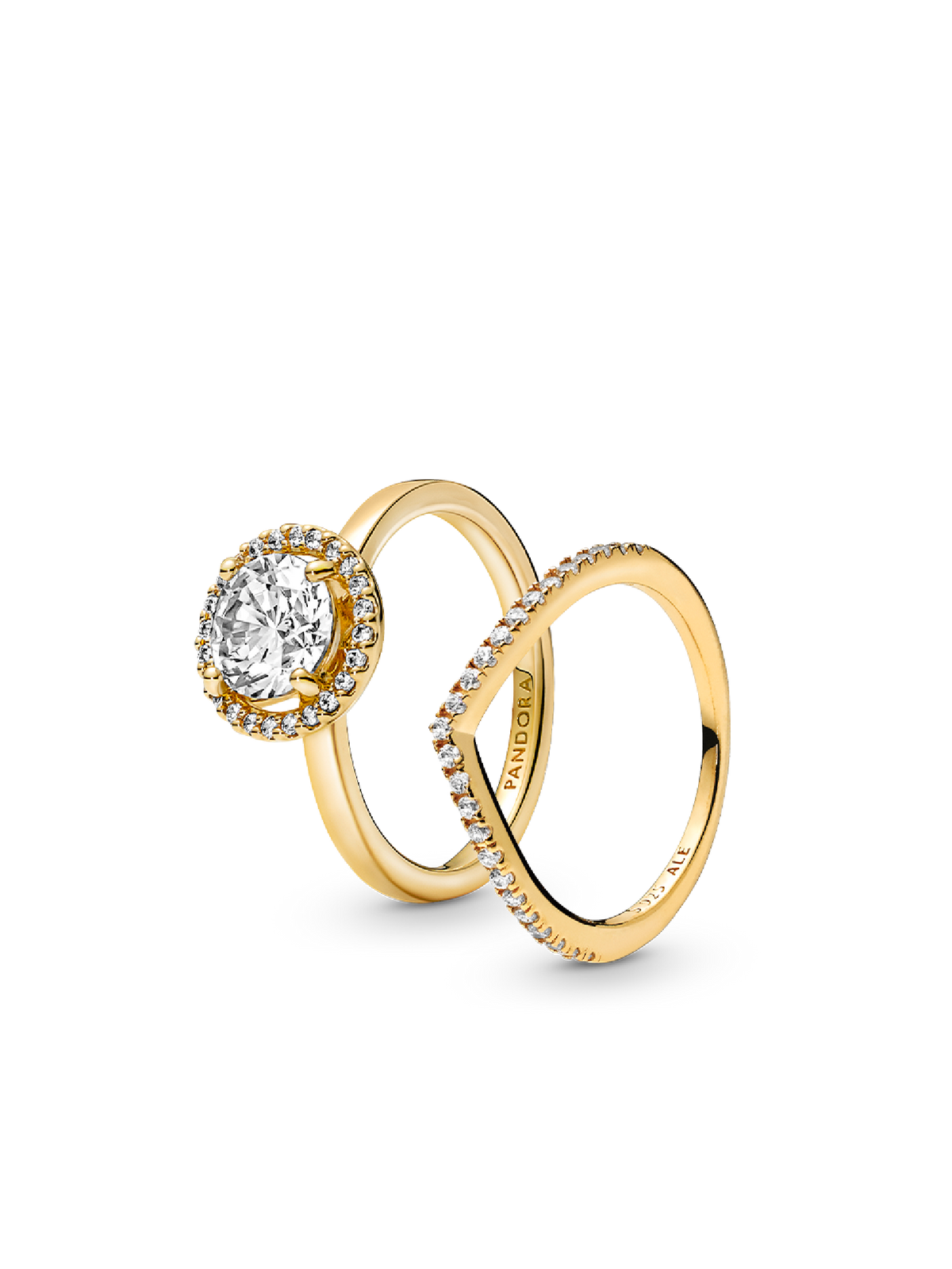 Halo of Gold Sparkling Wishbone Ring Set