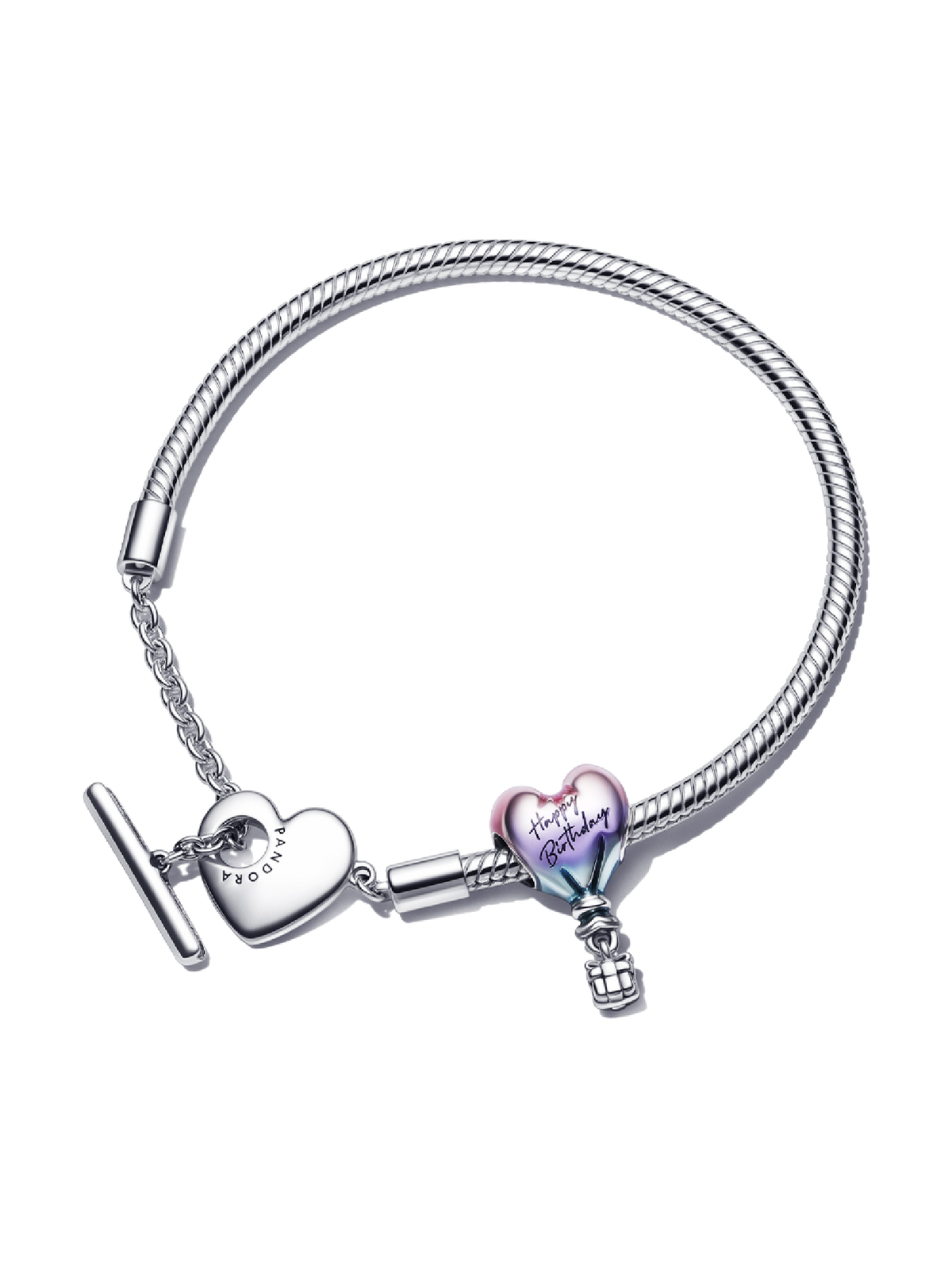 Happy Birthday Balloon T-Bar Heart Bracelet Set